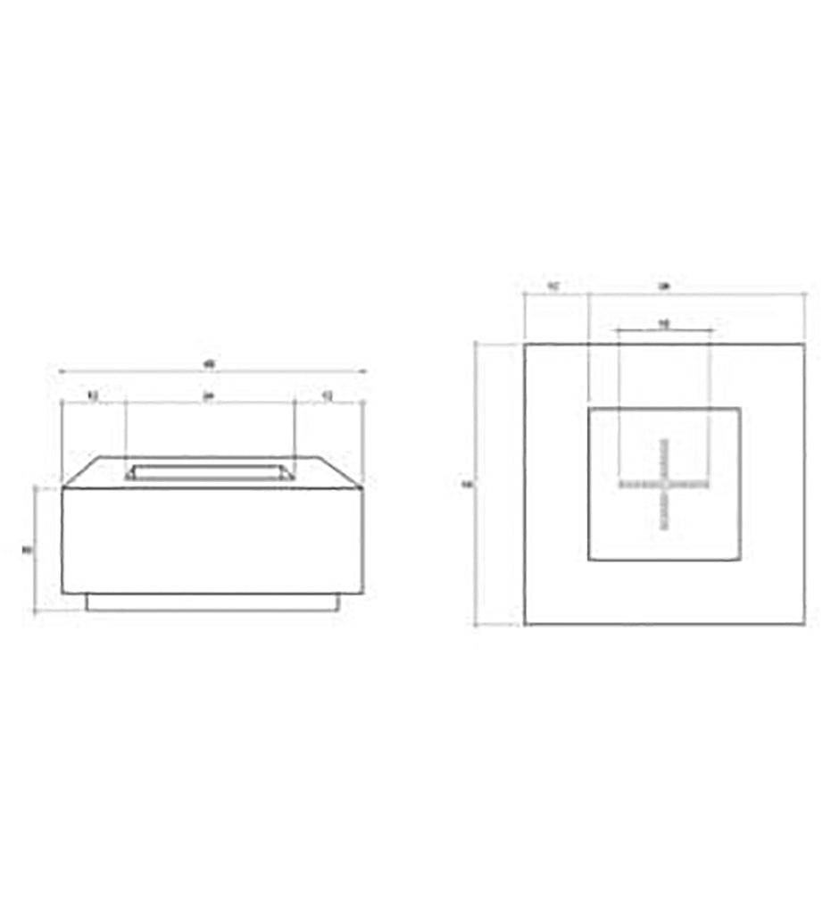 Las Palmas Fire Table 48" x 48" Diagram