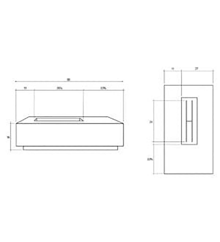 Las Palmas Fire Table 38" x 80" Diagram