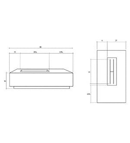 Las Palmas Fire Table 38" x 80" Diagram