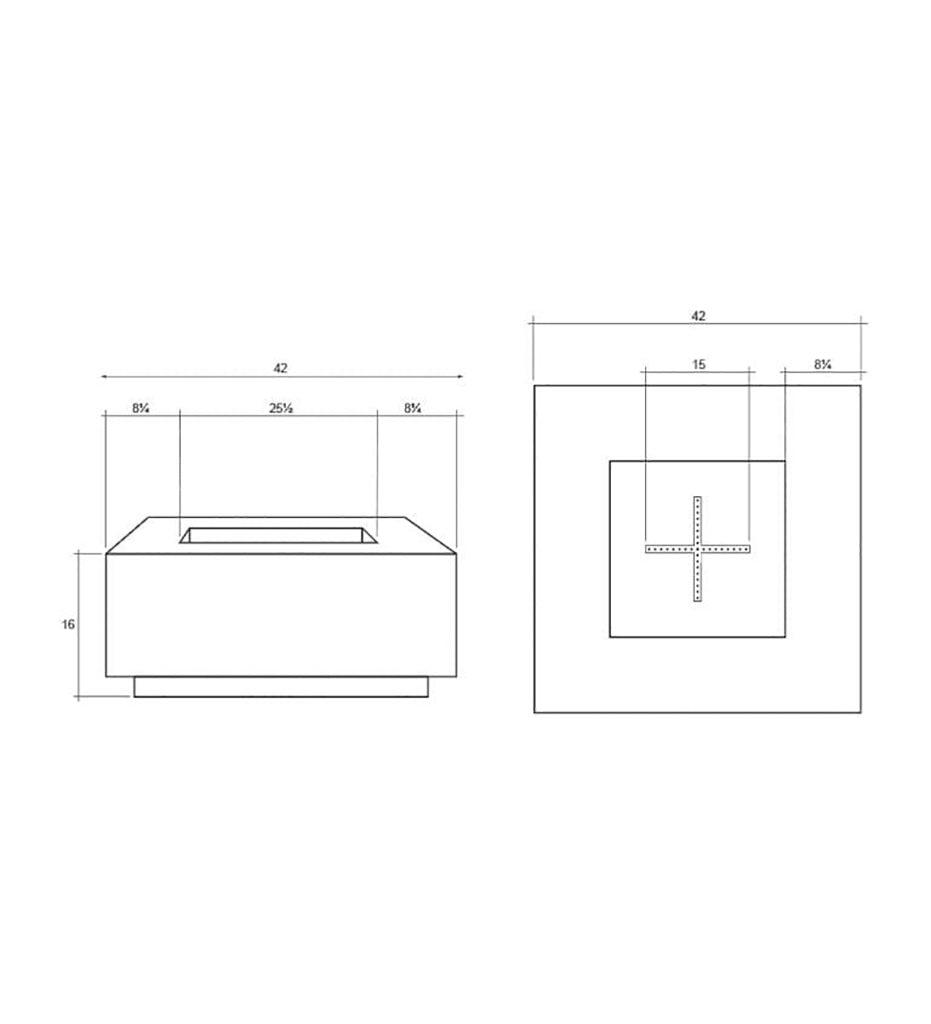 Las Palmas Fire Table 42" x 42" Diagram