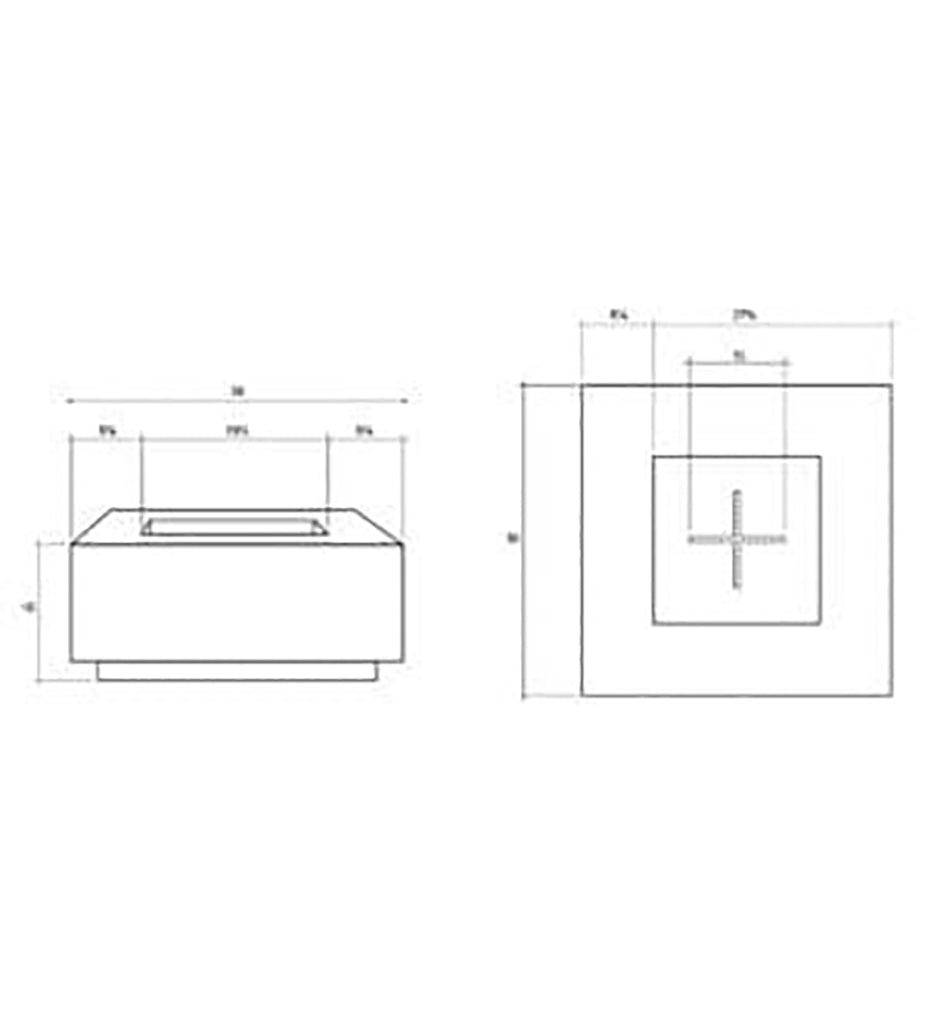 Las Palmas Fire Table 36" x 36" Diagram