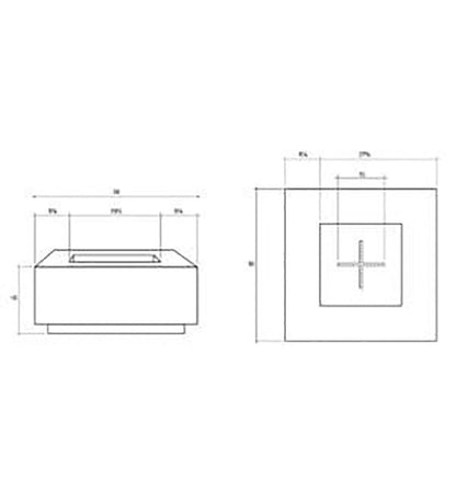 Las Palmas Fire Table 36" x 36" Diagram