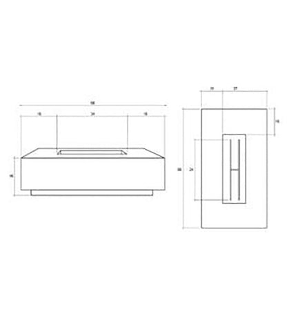 Las Palmas Fire Table 38" x 66" Diagram