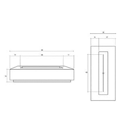 Las Palmas Fire Table 38" x 90" Diagram