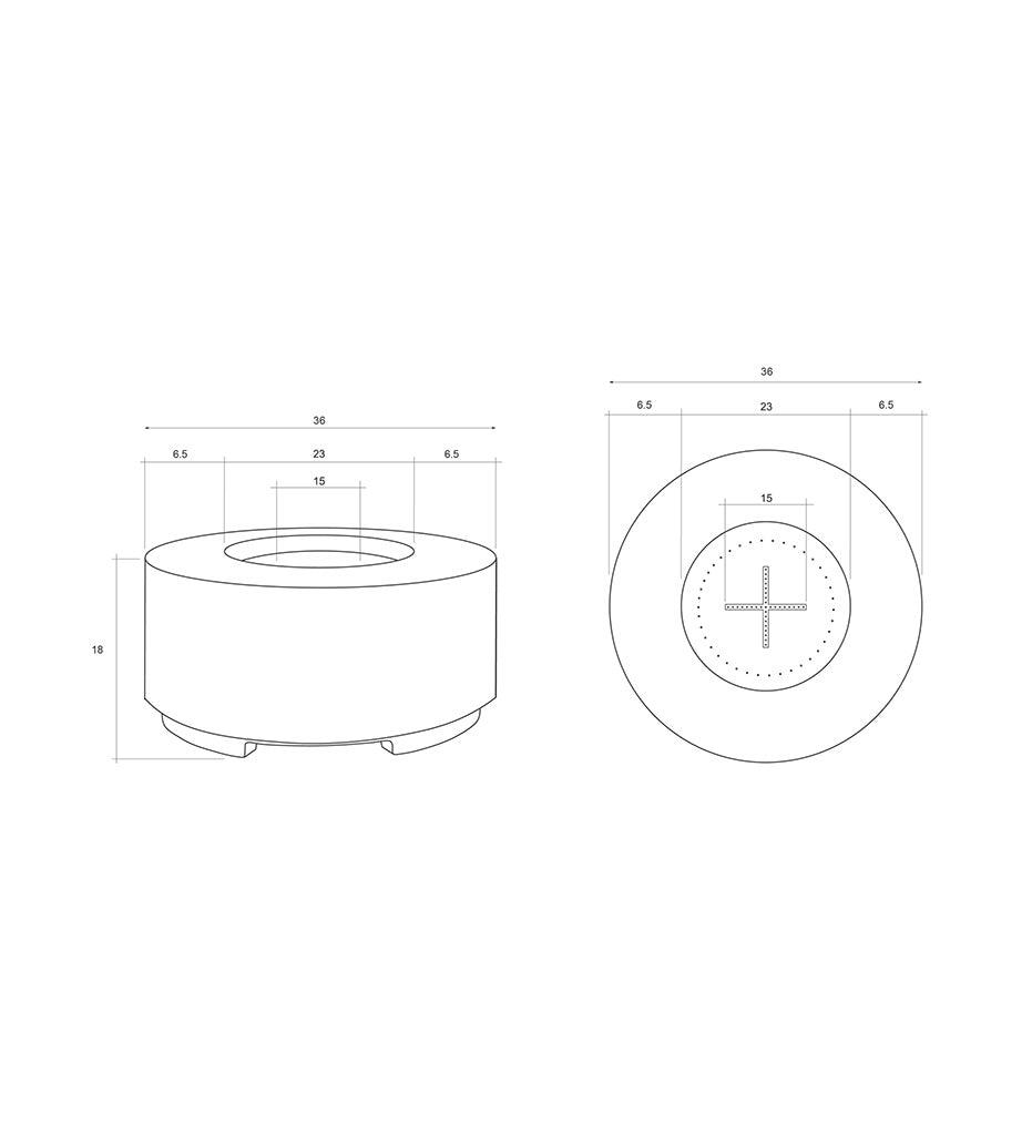 La Quinta Fire Bowl 36" Diagram