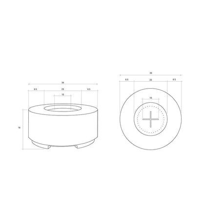 La Quinta Fire Bowl 36" Diagram