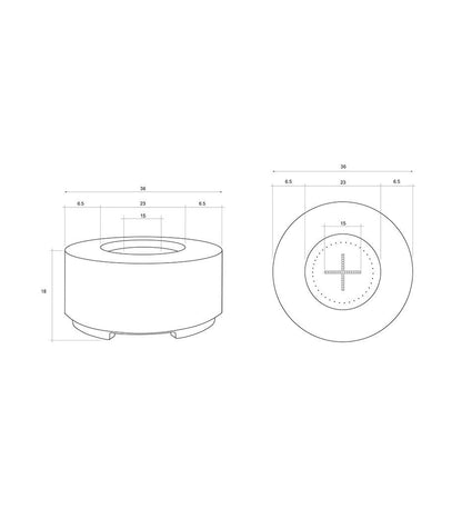 La Quinta Fire Bowl 36"- Rugged Diagram