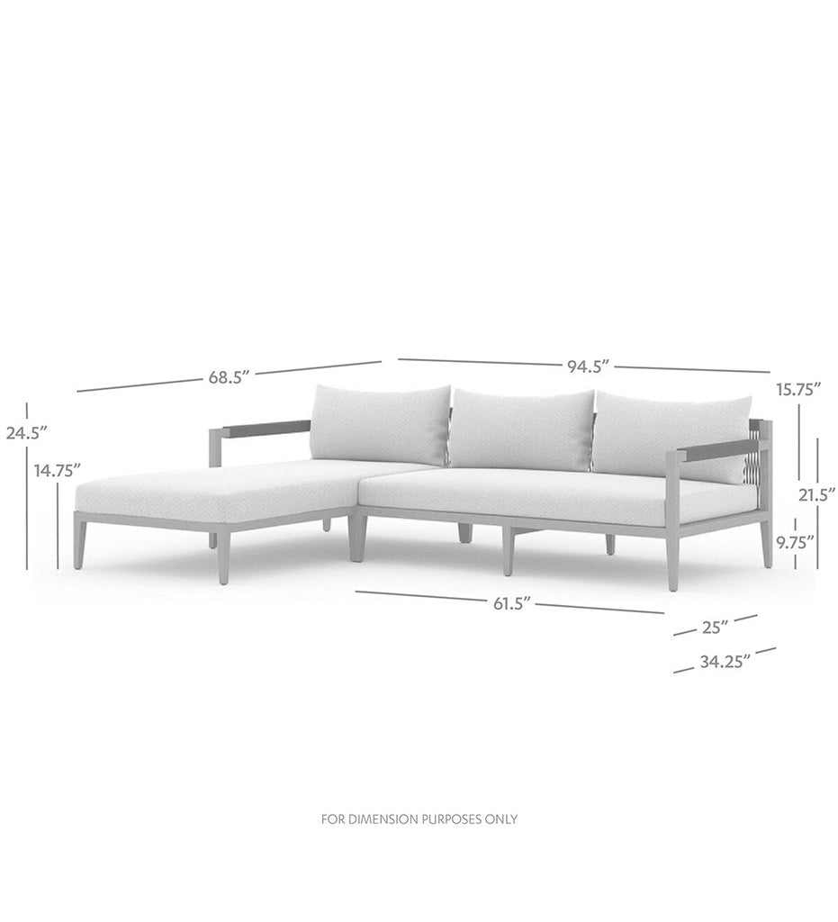 Sherwood Outdoor 2-Piece Sectional - Left Chaise - Weathered Grey