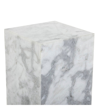 Modern Marble Small Pedestal - White & Grey Speckled Marble