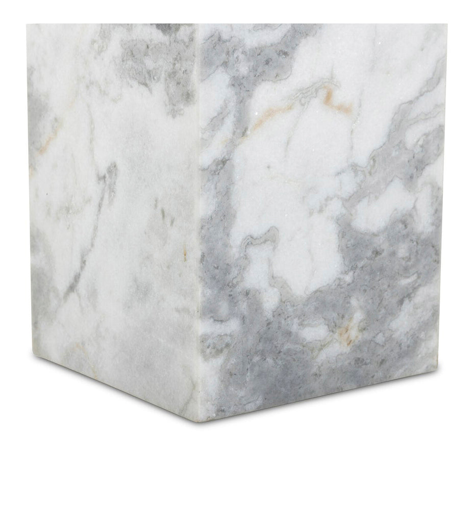 Modern Marble Small Pedestal - White & Grey Speckled Marble