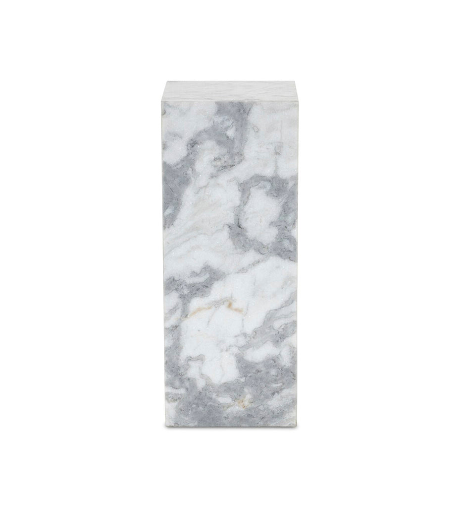 Modern Marble Small Pedestal - White & Grey Speckled Marble