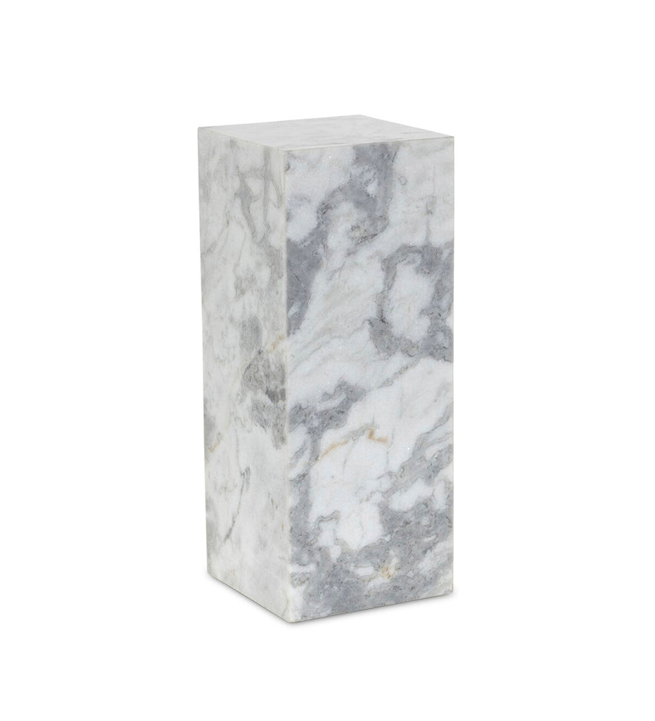 Modern Marble Small Pedestal - White & Grey Speckled Marble