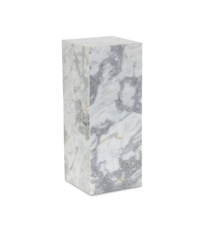 Modern Marble Small Pedestal - White & Grey Speckled Marble