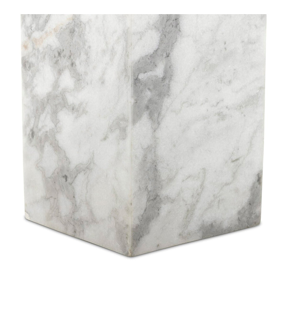 Modern Marble Pedestal - White & Grey Speckled Marble