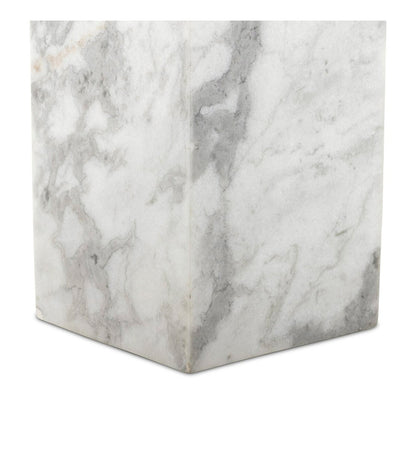 Modern Marble Pedestal - White & Grey Speckled Marble