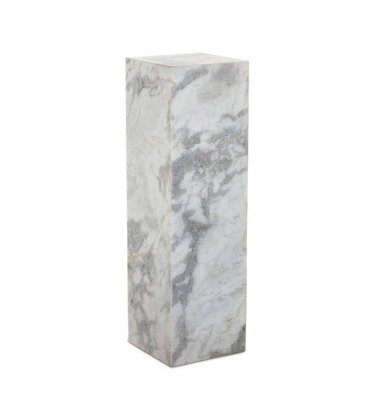 Modern Marble Pedestal - White & Grey Speckled Marble