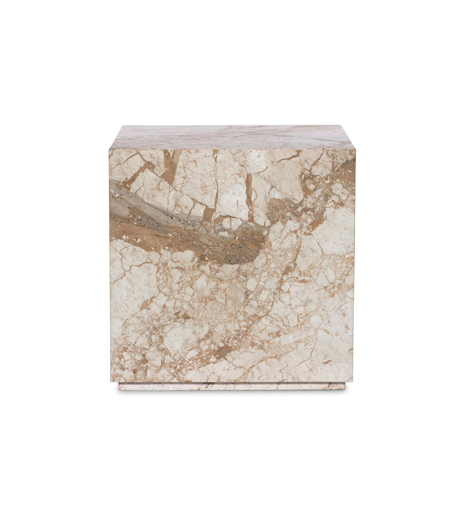 Modern Marble Plinth End Table - Desert Taupe Marble