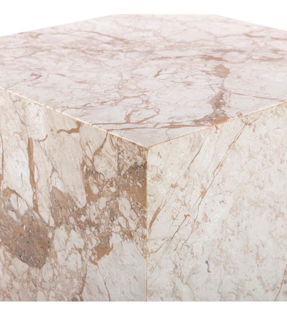 Modern Marble Plinth End Table - Desert Taupe Marble