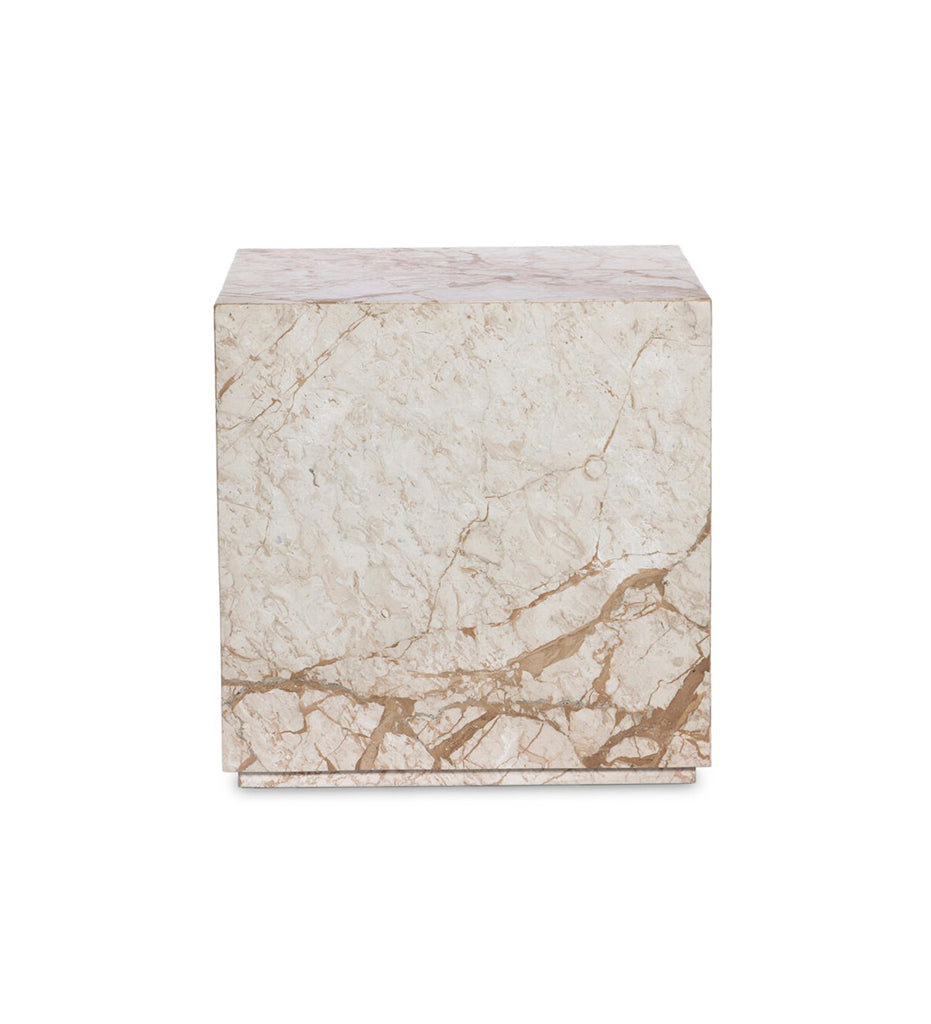 Modern Marble Plinth End Table - Desert Taupe Marble