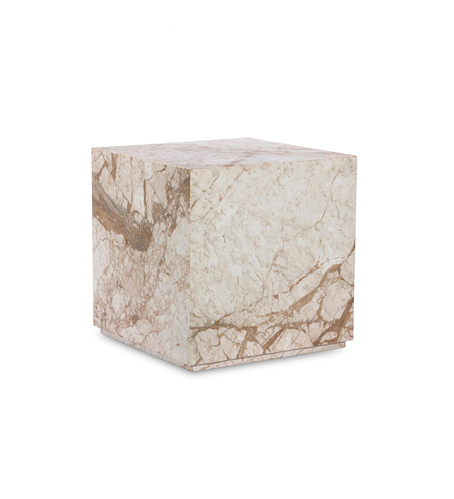 Modern Marble Plinth End Table - Desert Taupe Marble