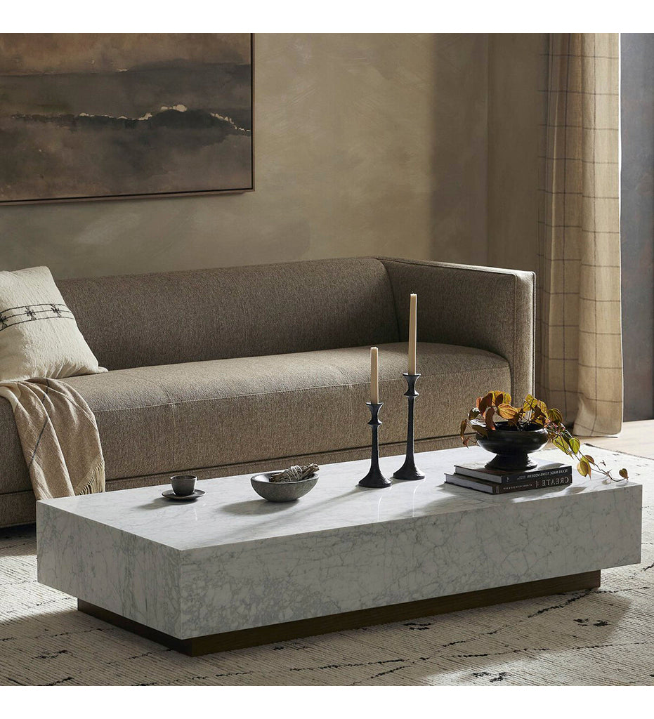 Masera Marble Coffee Table - White Carrara Marble