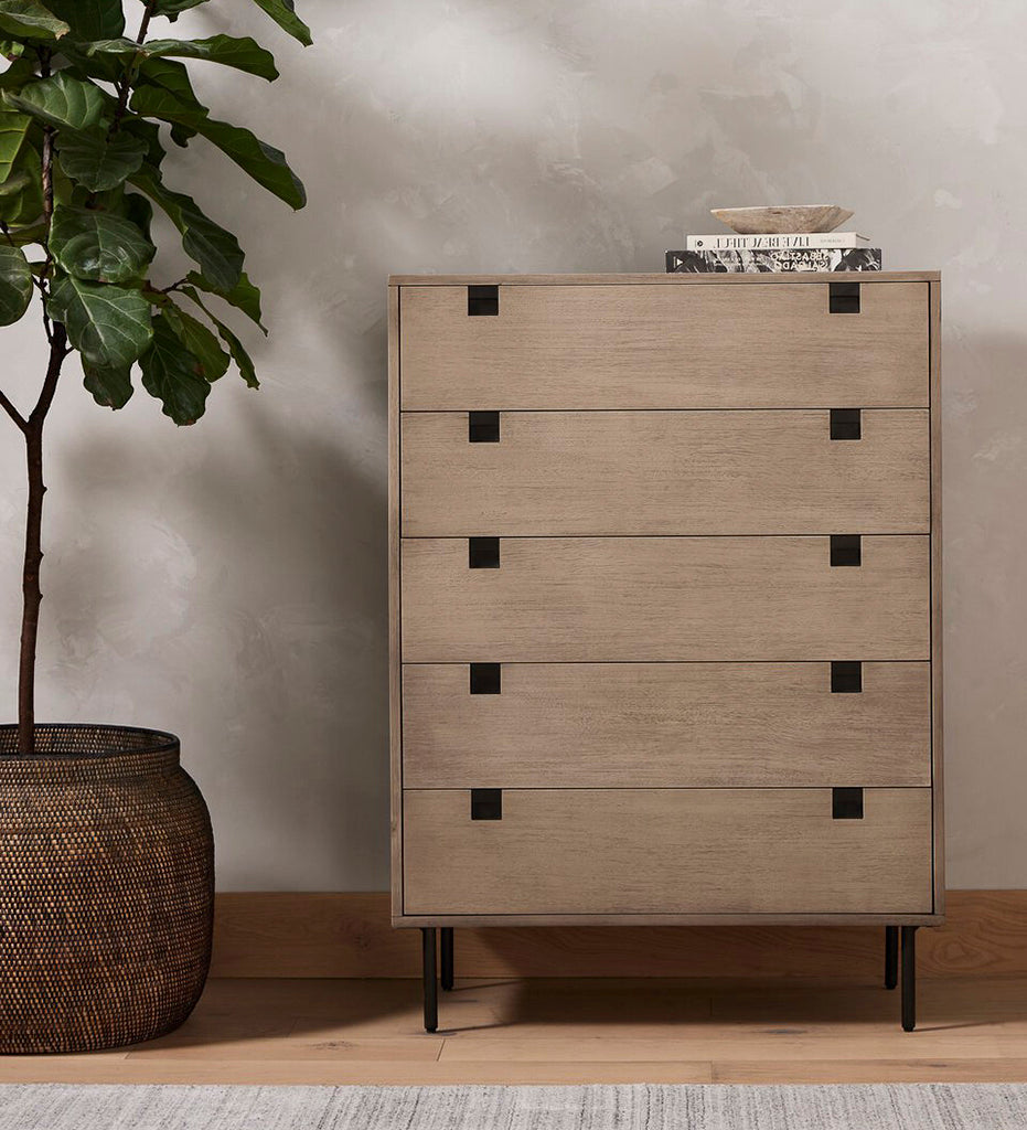 Carly 5 Drawer Dresser - Grey Wash Veneer