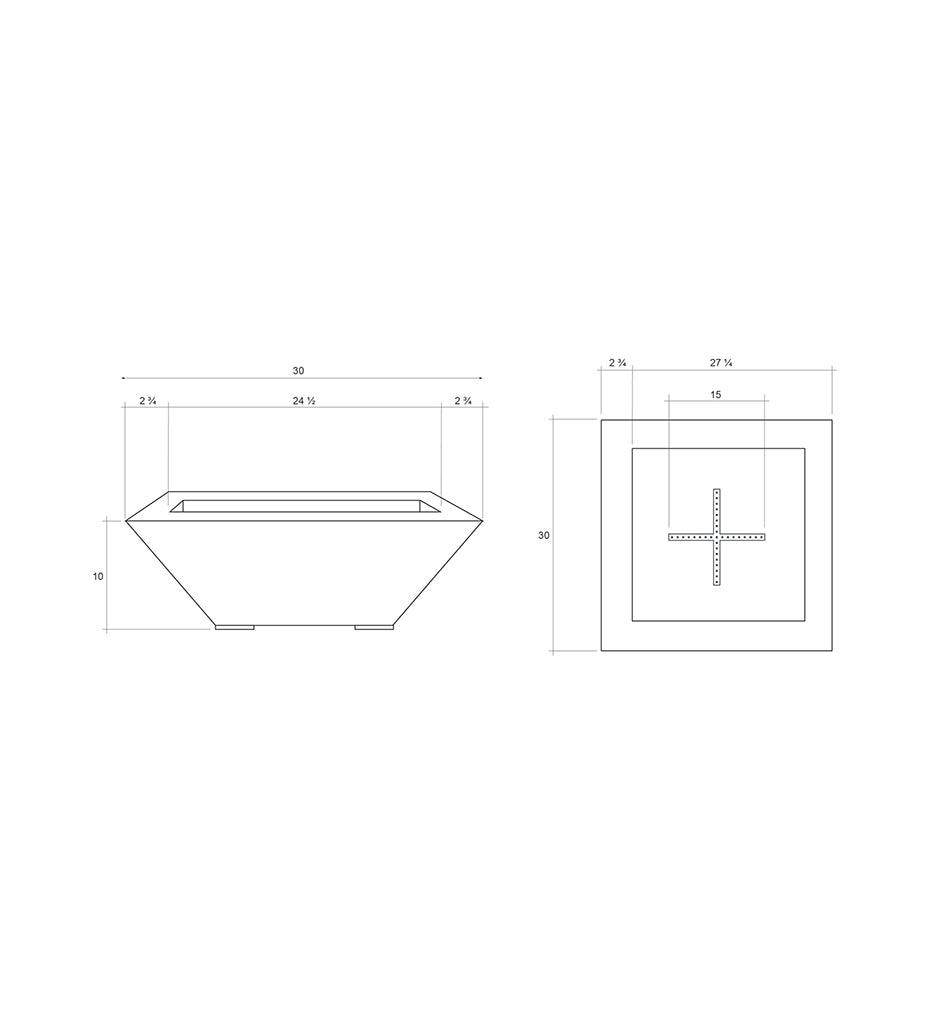 Mesa Pedestal Fire Bowl 29" x 29" Diagram