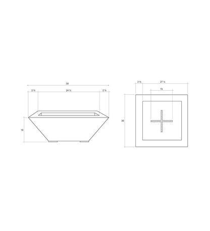 Mesa Pedestal Fire Bowl 29" x 29" Diagram