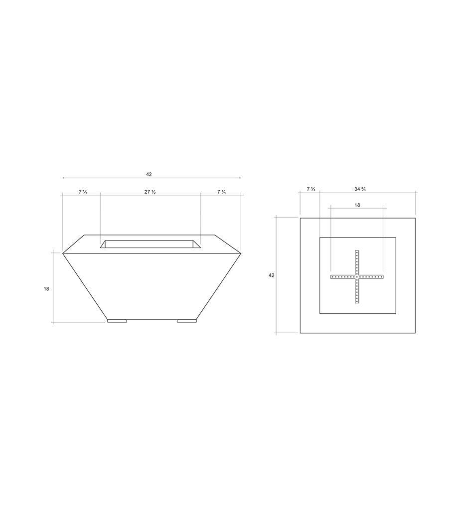 Mesa Fire Table 40" x 40" Diagram