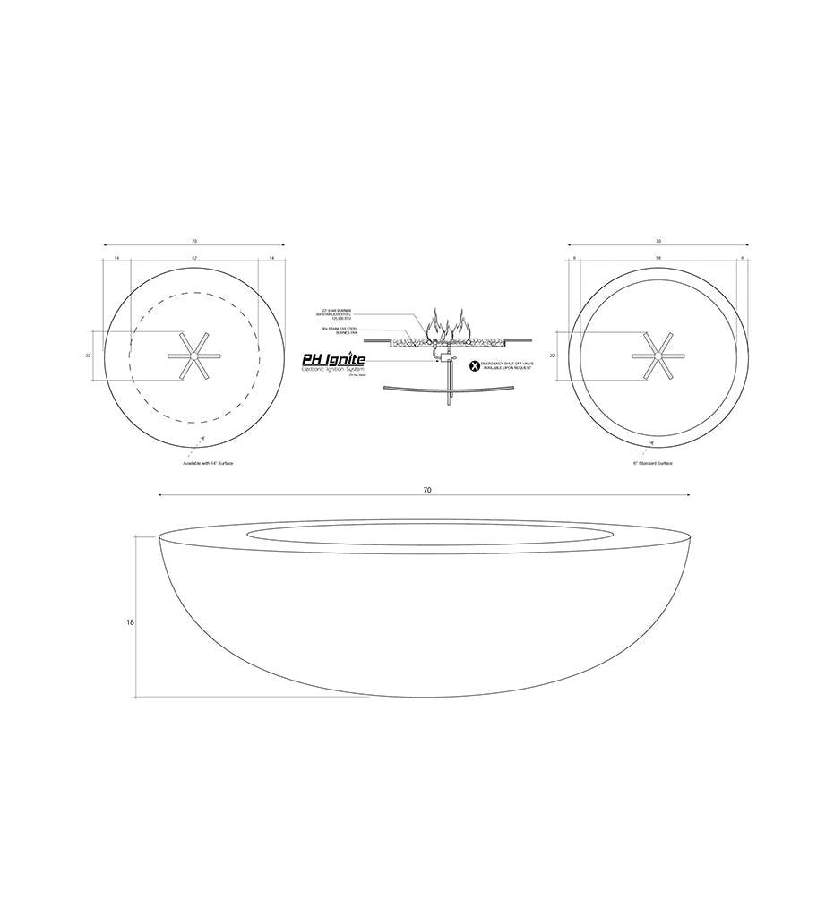 Escena Fire Bowl 70" (Electric Ignition) Diagram