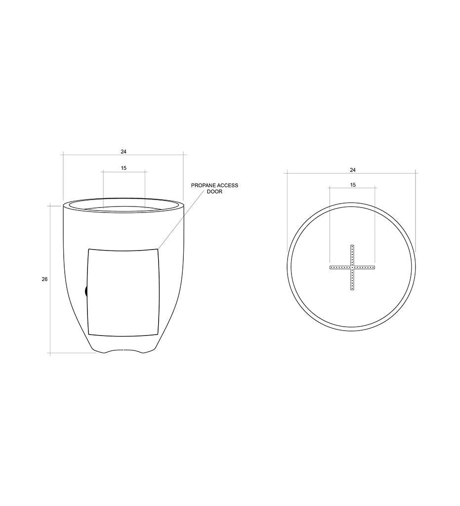 Araby Fire Pedestal 24" Enclosed Propane Diagram