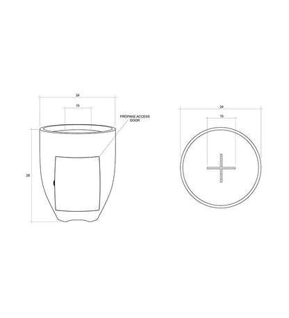 Araby Fire Pedestal 24" Enclosed Propane Diagram