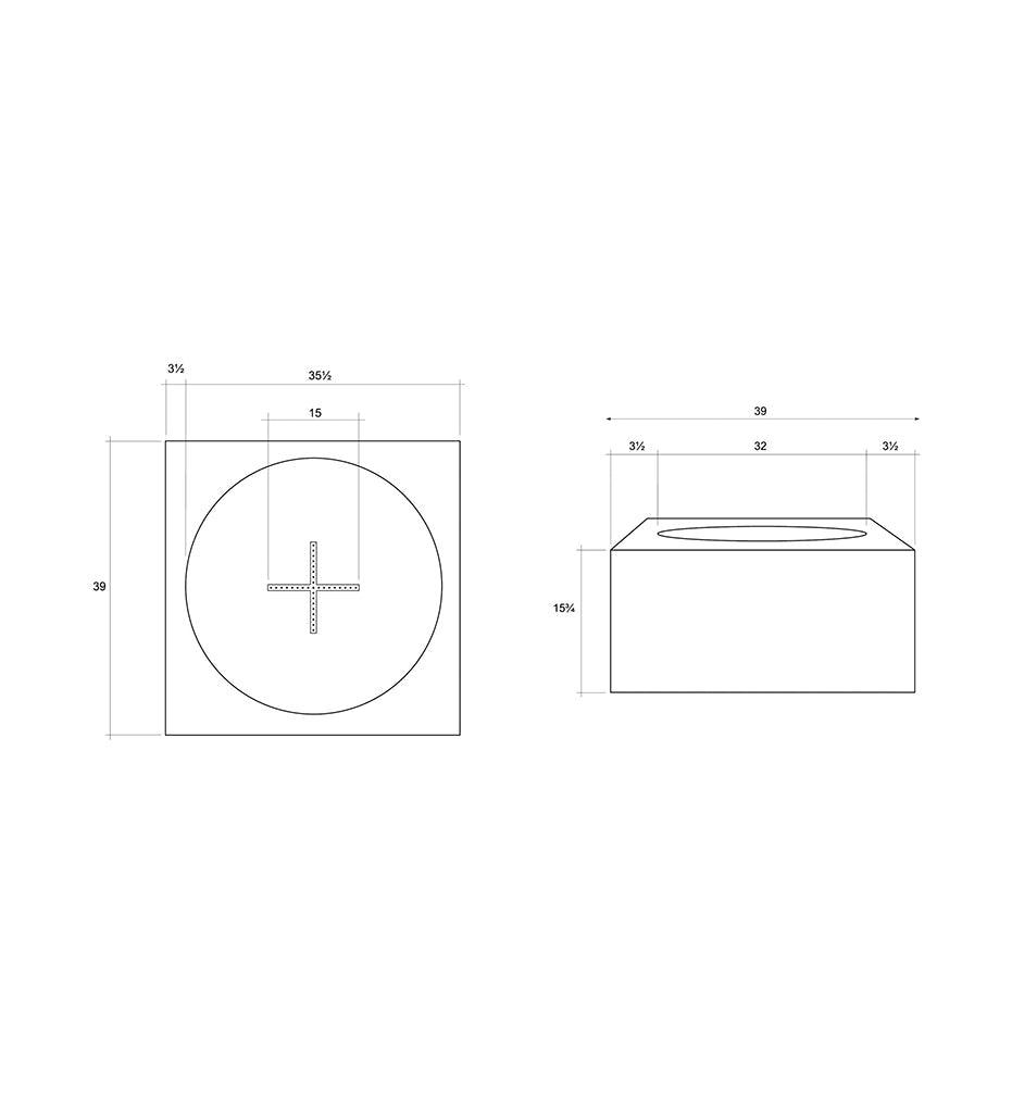 Indian Canyon Fire Table 39" x 39" Diagram