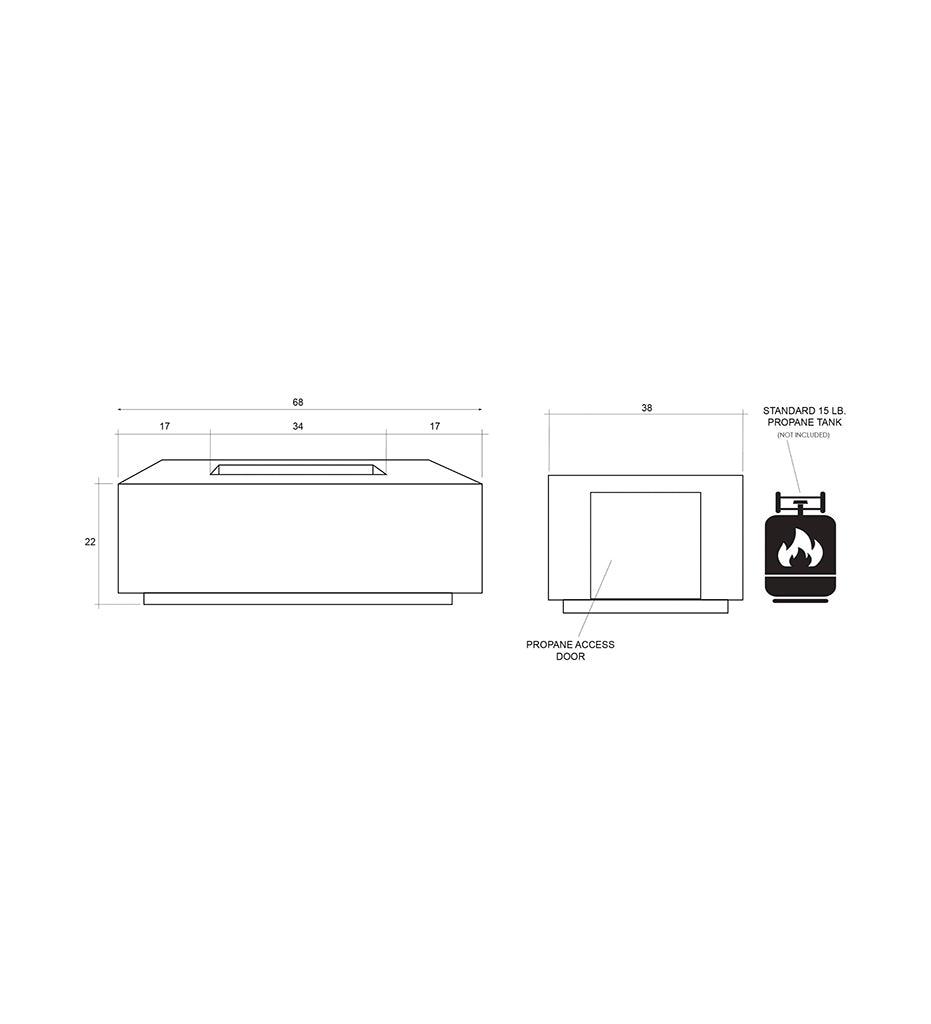 Andreas Fire Table 38" x 66" diagram