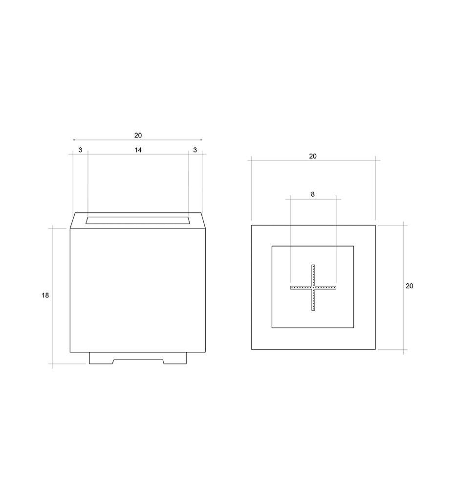 Deepwell Fire Pedestal 20" Diagram