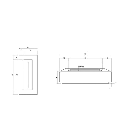 Las Palmas Fire Table 30" x 72" Diagram