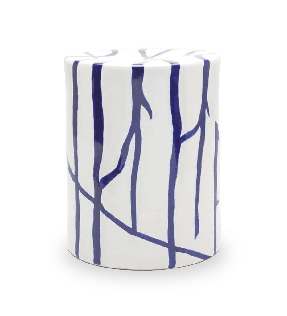 Made Goods Willow Ceramic Stool,image:MSG White Blue # WILLOW