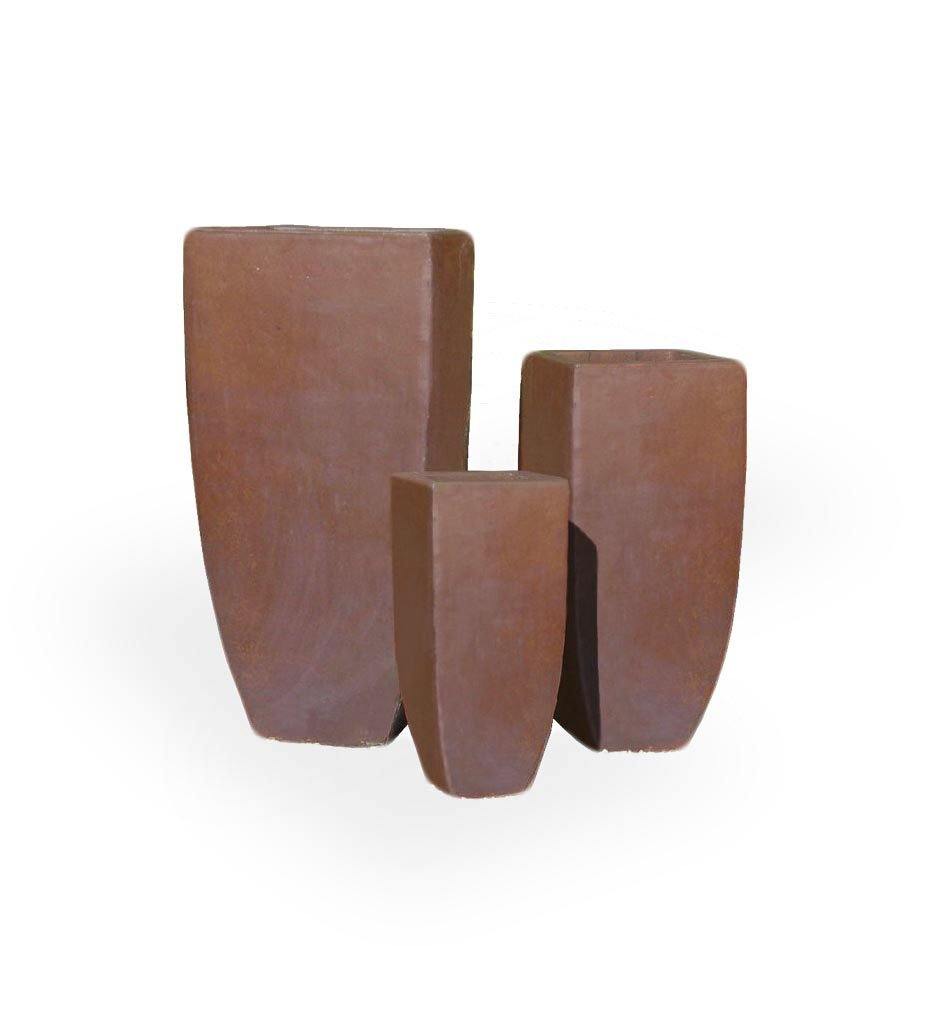 Allred Collaborative - Asian Ceramics - Vietnamese Tall Square Tapered Planter - Large - Vietnamese Tall Square Tapered Planter - Large - 5-6039-1