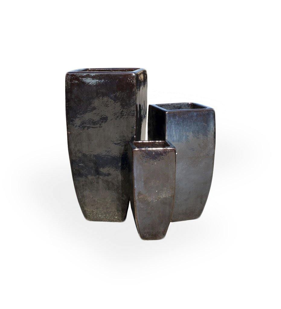 Allred Collaborative - Asian Ceramics - Vietnamese Tall Square Tapered Planter - Small - Vietnamese Tall Square Tapered Planter - Small - 5-6039-F3