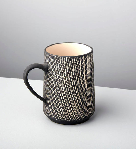 Allred Collaborative - Be Home - Crosshatch Stoneware Mug - Black - Crosshatch Stoneware Mug - Black - 64-901