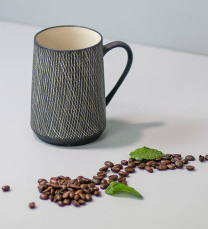 Allred Collaborative - Be Home - Crosshatch Stoneware Mug - Black - Crosshatch Stoneware Mug - Black - 64-901