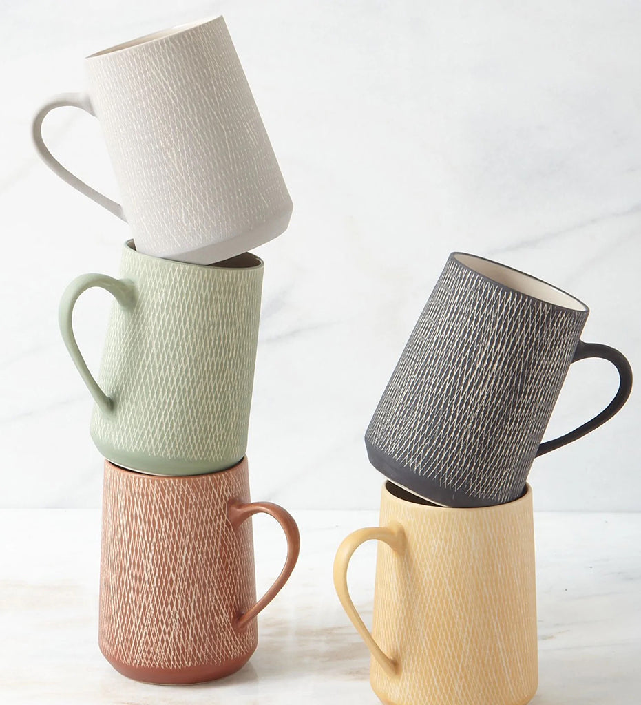 Allred Collaborative - Be Home - Crosshatch Stoneware Mug - Sterling - Crosshatch Stoneware Mug - Sterling - 64-903