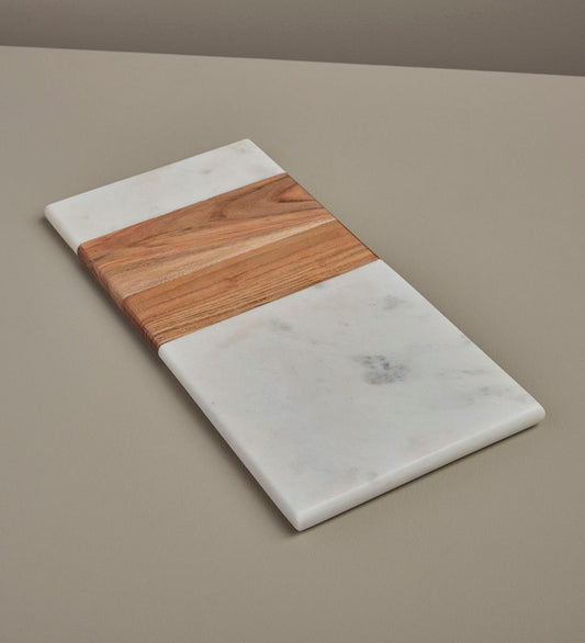 Allred Collaborative - Be Home - White Marble and Wood Rectangular Board - White Marble and Wood Rectangular Board - 58-27