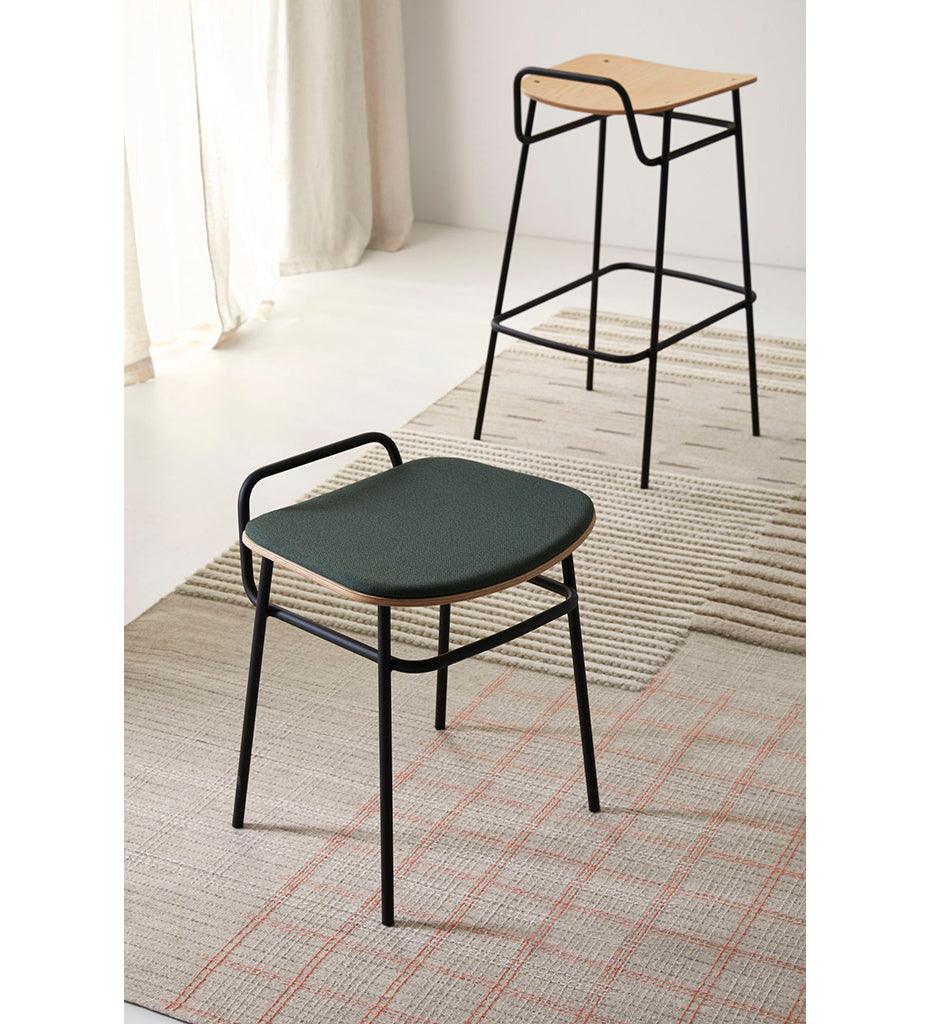 Allred Collaborative - BlascoVila - Fosca Handle Dining Stool - Upholstered - Fosca Handle Dining Stool - Upholstered - 200107-BLK