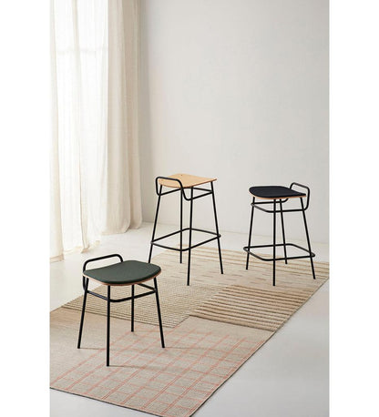 Allred Collaborative - BlascoVila - Fosca Handle Dining Stool - Upholstered - Fosca Handle Dining Stool - Upholstered - 200107-BLK