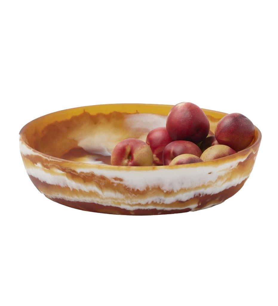 Allred Collaborative - Blue Pheasant - Hugo Amber Swirled Resin Serving Bowl - Large - Hugo Amber Swirled Resin Serving Bowl - Large - SERHUGO-AMB-LGB