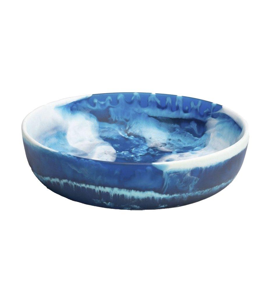 Allred Collaborative - Blue Pheasant - Hugo Blue Swirled Resin Serving Bowl - Large - Hugo Blue Swirled Resin Serving Bowl - Large - SERHUGO-BLU-LGB