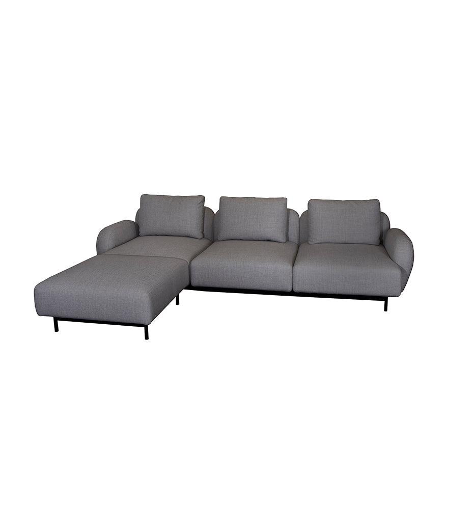 Allred Collaborative - Cane-line - Aura 3-Seater Sofa w/ Low Armrest & Chaise Lounge - Right Facing - Aura 3-Seater Sofa w/ Low Armrest & Chaise Lounge - Right Facing - AURA 2.123003