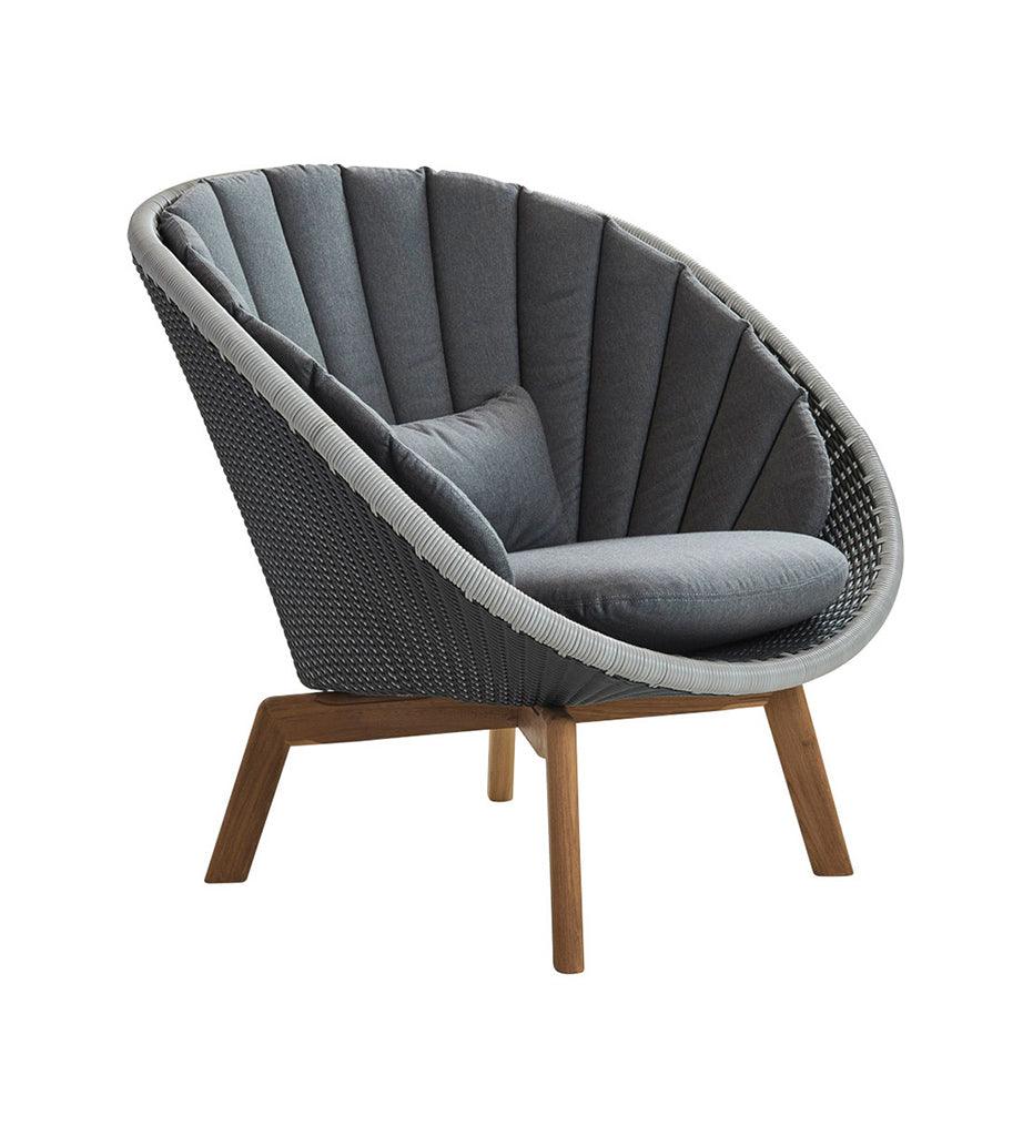 Allred Collaborative - Cane-line - Peacock Weave Lounge Chair with Teak Legs - Peacock Weave Lounge Chair with Teak Legs - 5458BCT