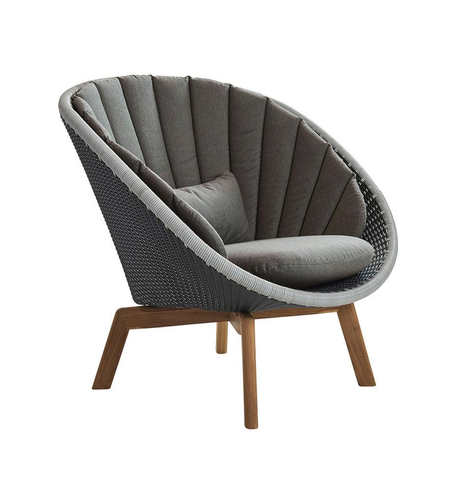 Allred Collaborative - Cane-line - Peacock Weave Lounge Chair with Teak Legs - Peacock Weave Lounge Chair with Teak Legs - 5458BCT